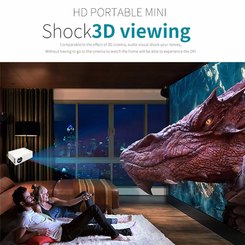 

New YG310 LCD Mini Projector 800Lumen AV USB HDMI Video LED Mini Media Player Smart Video Games TV Home Theater Cinema