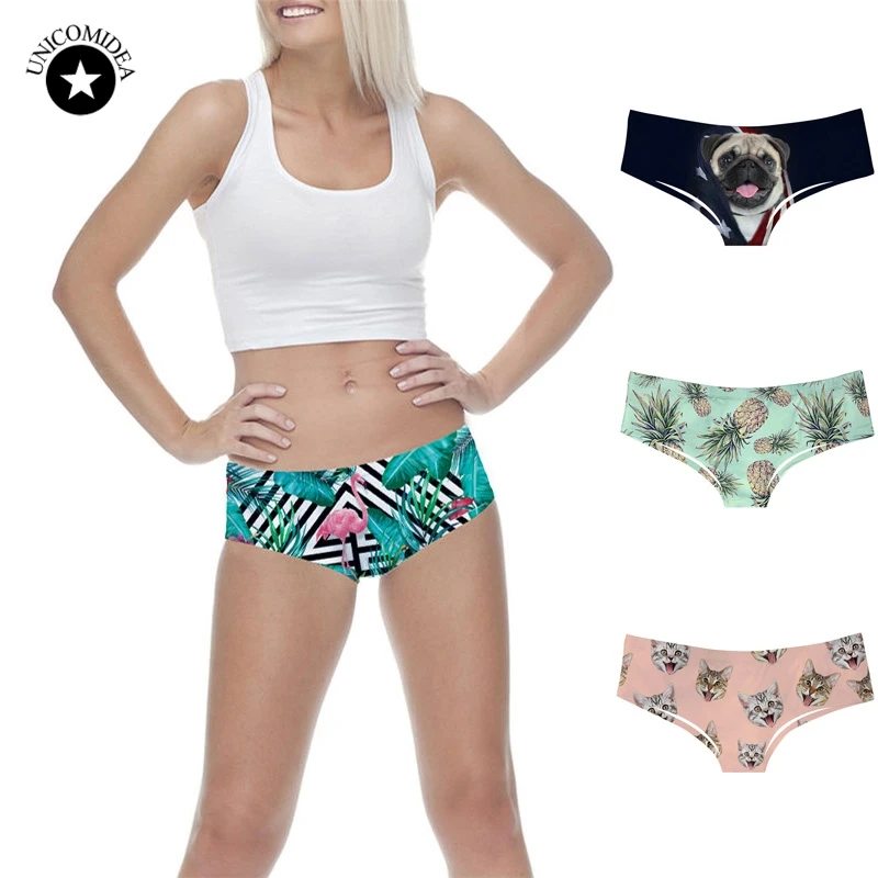 

Hot 2019 New Women's Panties 3D Animal Flamingo Print Cute Cat Underwear Briefs Sexy Lingerie Intimates Underpants For Women