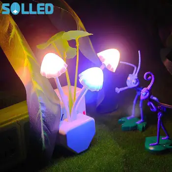 

SOLLED 7 Colors LED Intelligent Light Control Mushroom Fungus Night Light Changing&Warm Light Baby Sleep Bedside Lamp