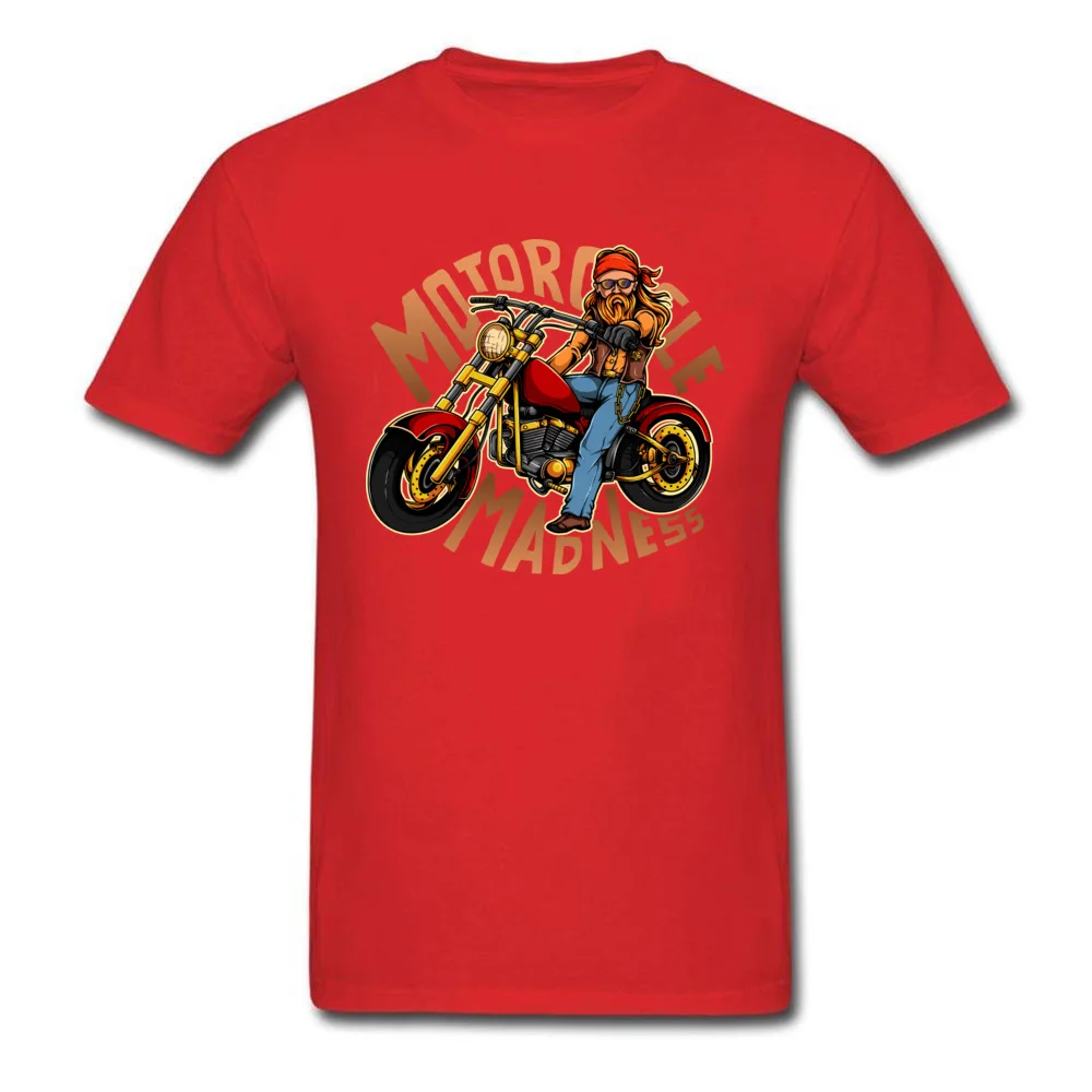Motorcycle Madness 100% Cotton Adult Short Sleeve Tops T Shirt Design Summer Autumn T-Shirt Slim Fit Crewneck Clothing Shirt Motorcycle Madness red