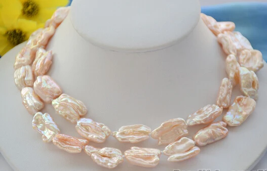 

ddh001858 PINK BAROQUE KESHI dens REBORN PEARL NECKLACE 33inch