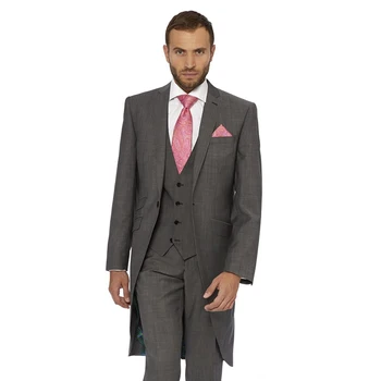 

Custom-tailor dark gray Groom men suit Tuxedos Notch Lapel one button Groomsman mens Suits 2017 ( jacket+Pants+vest+tie)