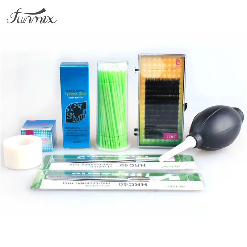 

8PCS Eyelash Extension Set Professional Makeup Kit False Eyelashes+Eyelash Glue+Curved Direct Tweezers+Removable glue Kit Set