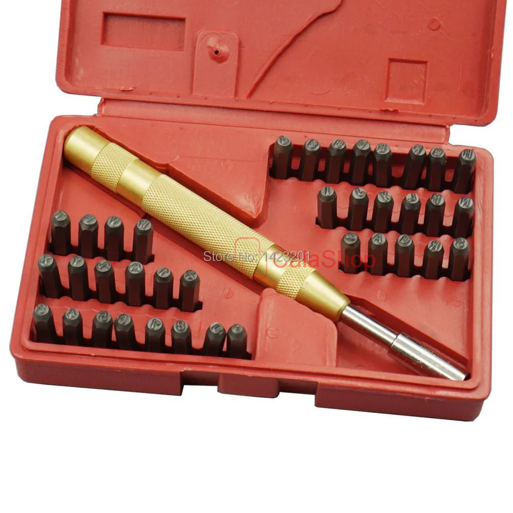 

1 box / Lot 3mm 1/8" 38 Steel Stamp 3mm Automatic Hand Punch Alphabet Number Die Leather Craft Kit Set