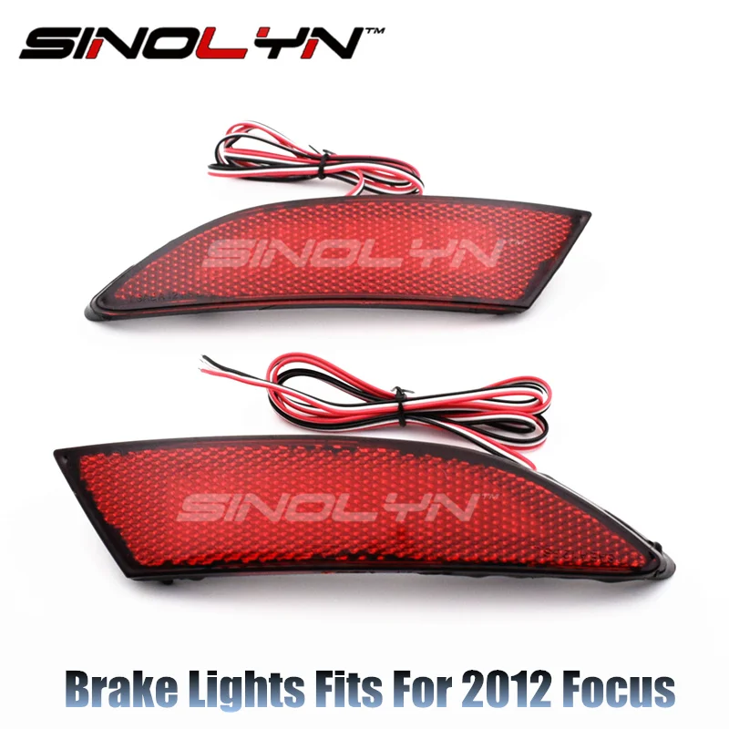 Sinolyn Fit For Focus 2012 LED Red Rear Bumper Reflectors Light Brake Parking Warning Night Running