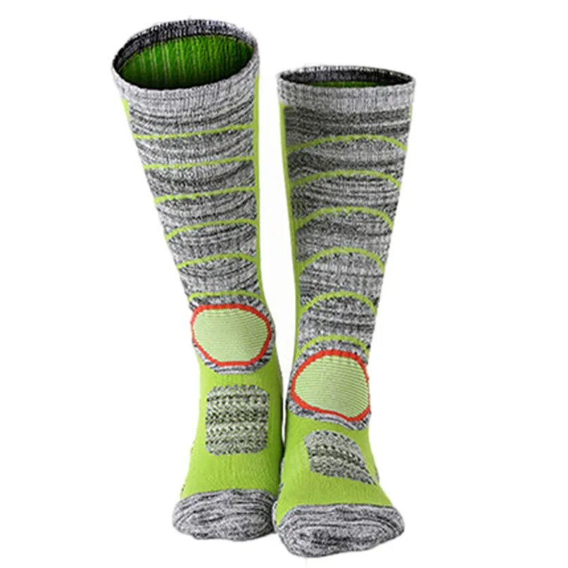 Лыжные носки для мужчин и женщин, длинные лыжные толстые спортивные носки для сноуборда, альпинизма, кемпинга, походов, зимние теплые носки,#2S25# F - Цвет: Зеленый