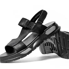 Модная мужская обувь; мужские сандалии; летняя повседневная обувь для пляжного отдыха из натуральной кожи