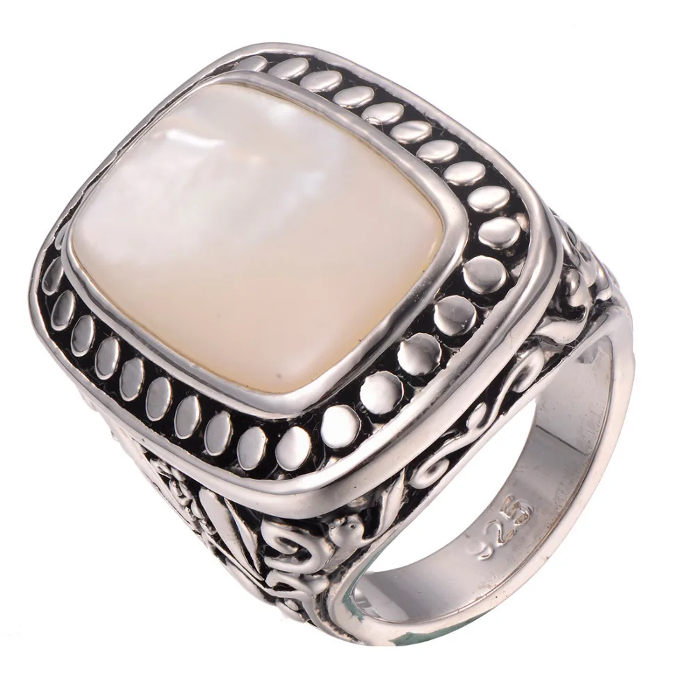 

hotsell Pearl shell 925 sterling silver Ring Fashion Ring Size 6 7 8 9 10 F1268
