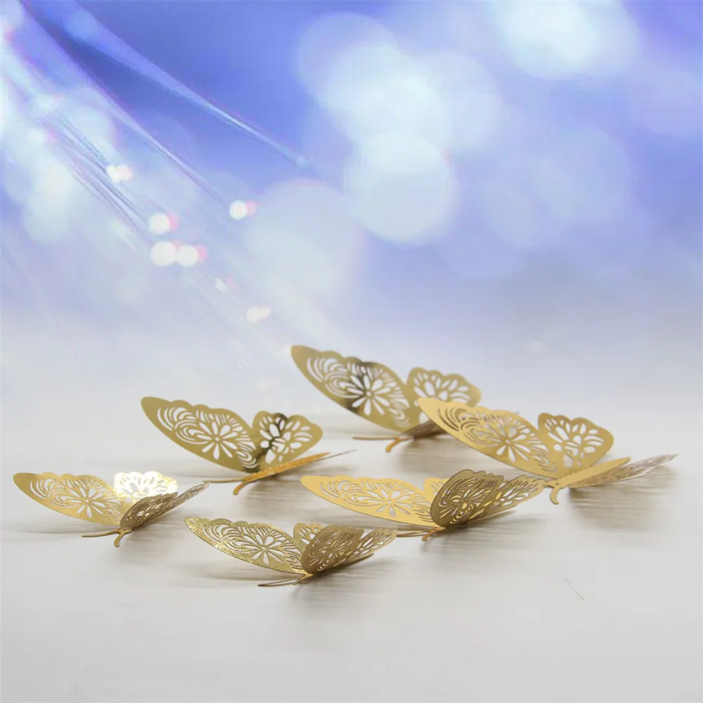 

Dropshipping 12PCS Butterfly Silver Mirror Decoration Home Room Art 3D DIY Wall Stickers