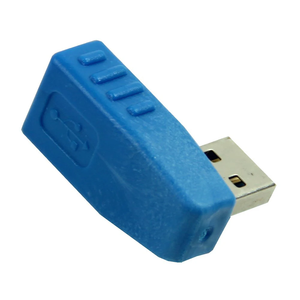 

High Quality Blue Vertical Left Angled 90 Degree USB 3.0 Male To A Female Adapter Converter