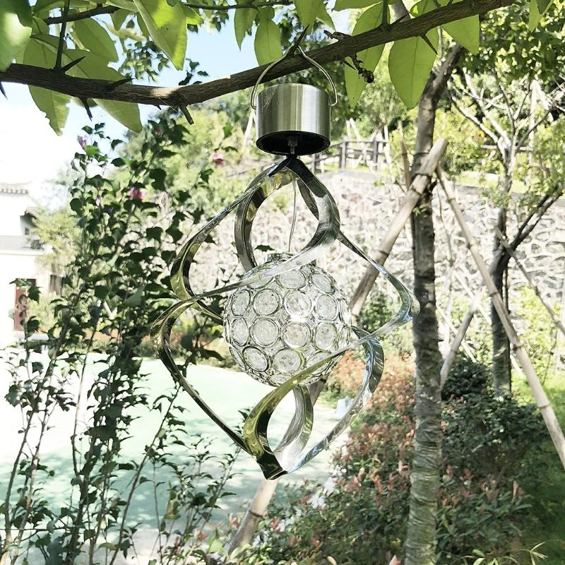 Solar Powered Wind Chime Light LED Garden Hanging Spinner Lamp Color Changing Lawn Yard Home Decoration