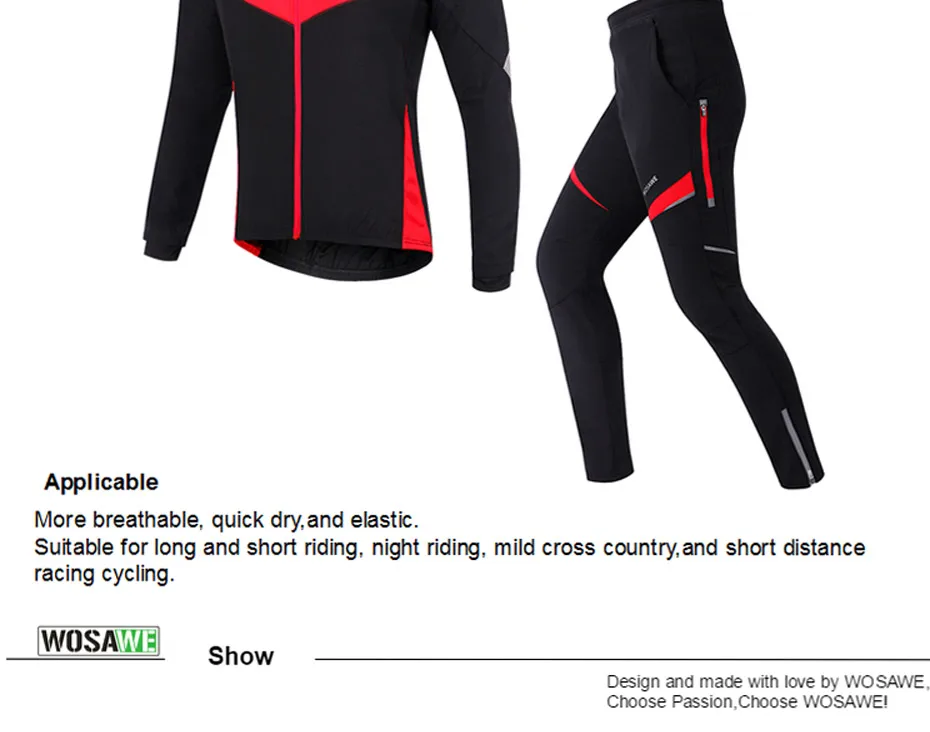 WOSAWE, спортивная куртка, набор для мужчин и женщин, флисовая велосипедная куртка, набор, зима, MTB, для верховой езды, для пеших прогулок, для бега, спортивная одежда, верхняя куртка, теплые штаны