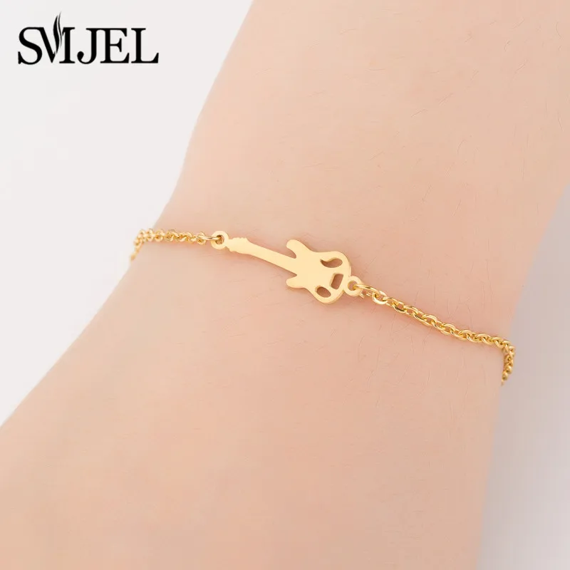 

SMJEL Punk Music Guitar Bracelets Women Pulseira Feminina Lover's Engagement Jewelry Gold Charm Steel Bracelet for Men