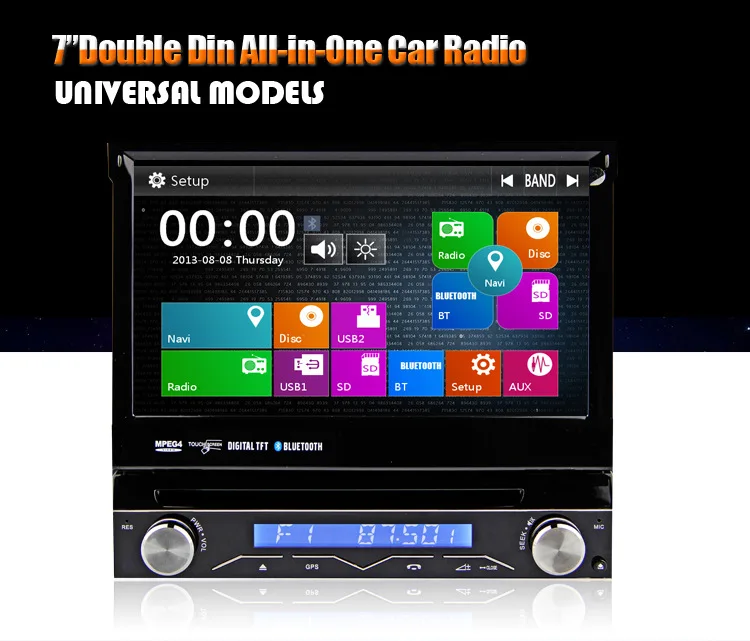 Discount 7" Touch Screen 1 Din Car DVD Single Din Car Radio One Din Car GPS Car Recorder Input & Motorized Screen Detachable Front Panel 0