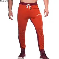 YEMEKE 2018 новый бренд качество печати брюки совместных Костюмы Jogger Для мужчин Бодибилдинг бегунов осень зимние брюки
