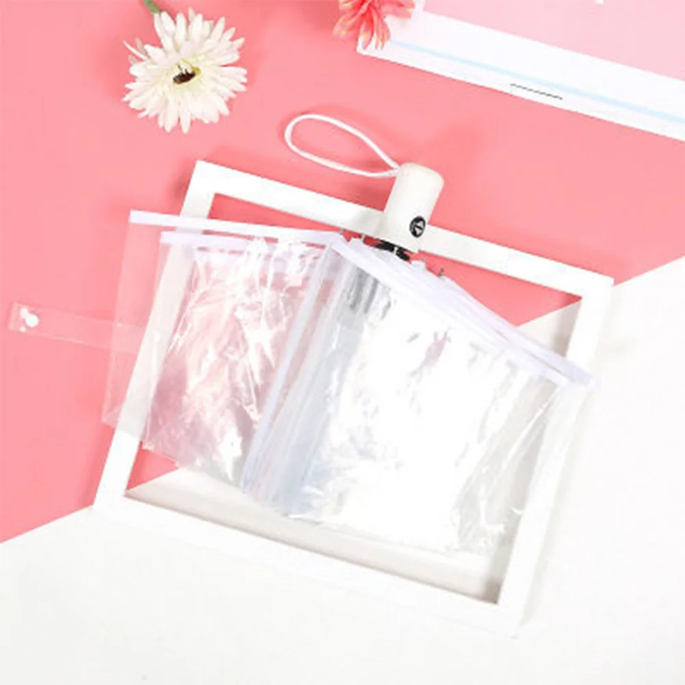 Eight Bones Romantic Color Edge Transparent Sunshade Automatic Umbrella Triple Folding Compact Ultra Light Wedding Windproof Eight Bones Romantic Color Edge Transparent Sunshade Automatic Umbrella Triple Folding Compact Ultra Light Wedding Windproof