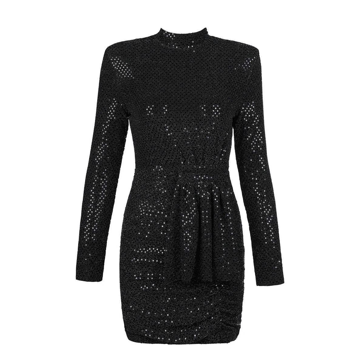 

Deavogy 2019 New Vestido Women Sexy Sequins Longsleeve Rayon Elastic Celebrity Bandage Dress Bodycon Club Party Dress