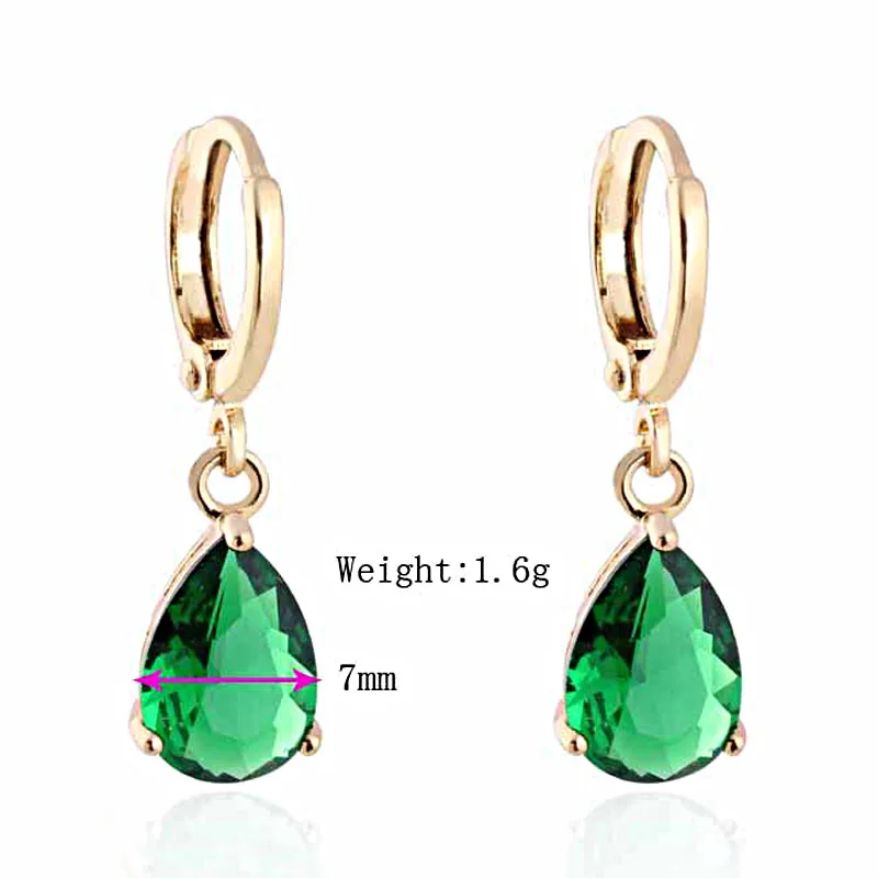 

Top Mix Color Cubic Zirconia Gold P Water Drop Earrings for Women Wedding Engagement Jewelry White Red Purple Green A1286