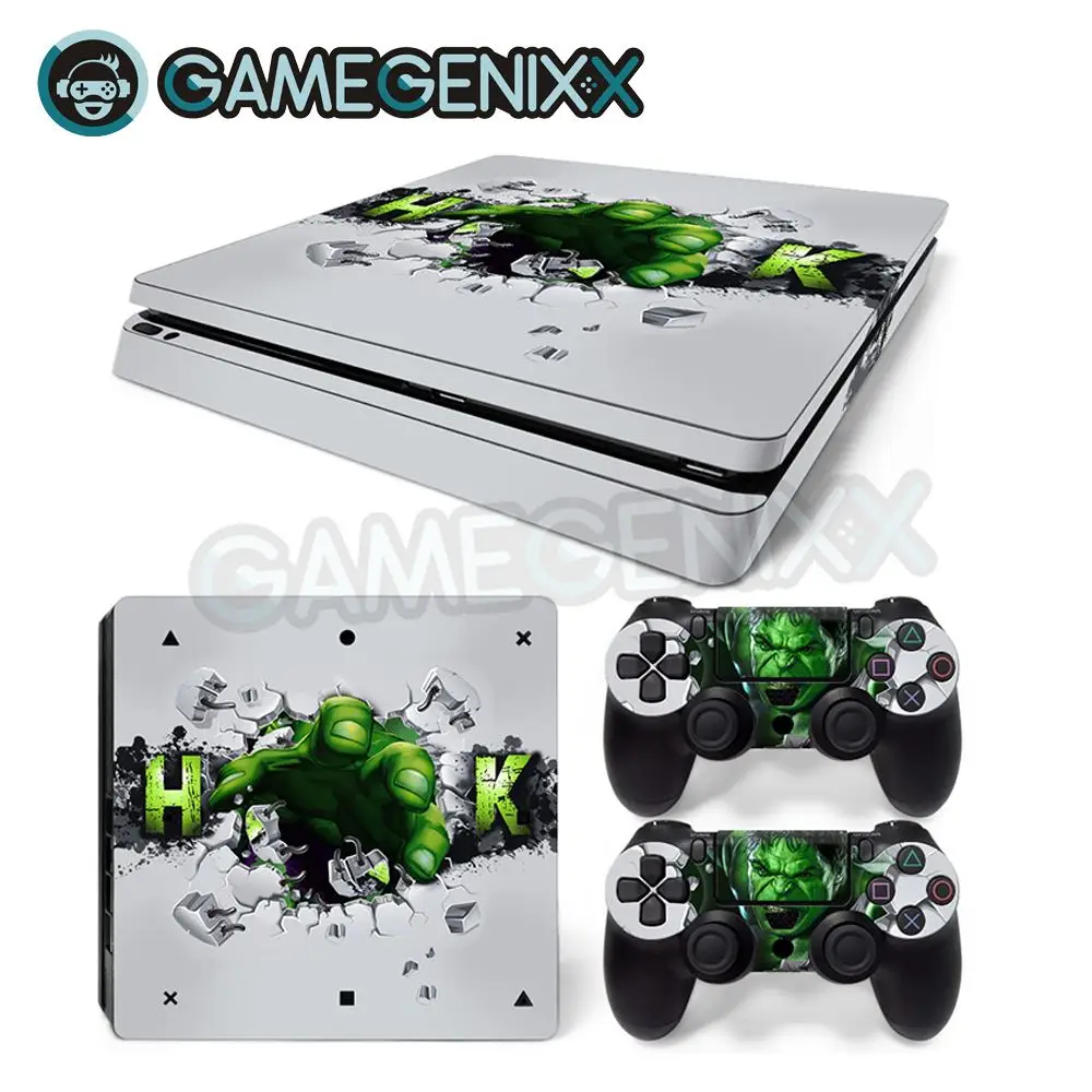 

GAMEGENIXX Skin Sticker Vinyl Decal for PS4 Slim Console and 2 Controllers - Green Hulk