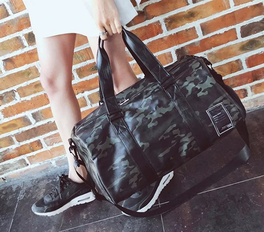 Топ Ручка камуфляж путешествия вещевой ПУ Crossbody Weekender Carryall сумка унисекс через