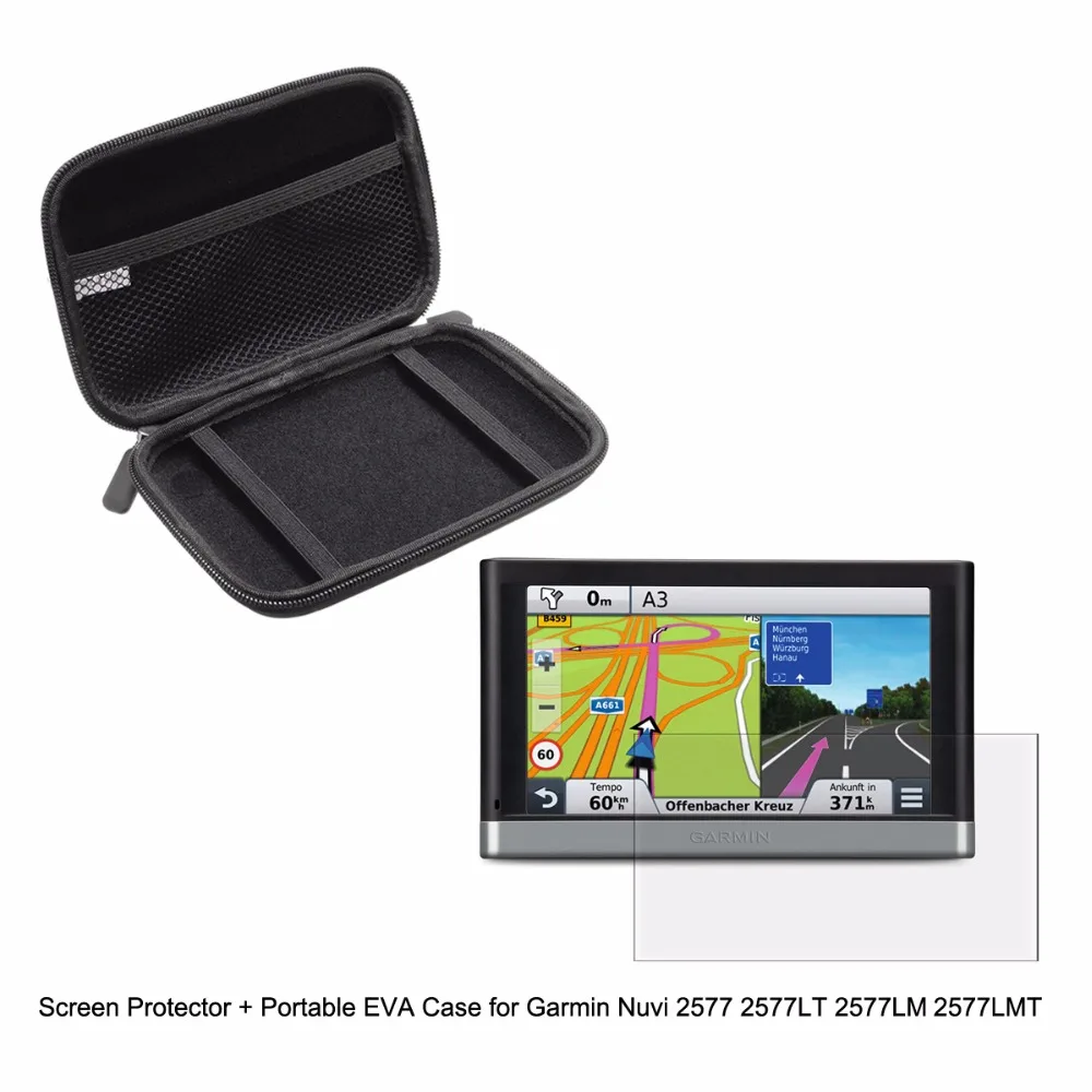 

5'' Inche Vehicle Portable Protect Case bag + Clear Screen Protector Shield Film for Garmin Nuvi 2577 2577LT 2577LM 2577LMT GPS