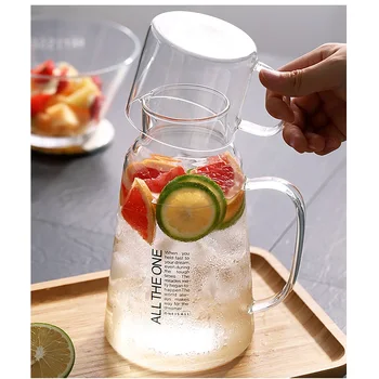 

Hosehold Heat Resistant Water Bottles Cold Water Jugs Borosilicate Glass Bottle Big Capacity Water Kettle with Cup Cover Nodic