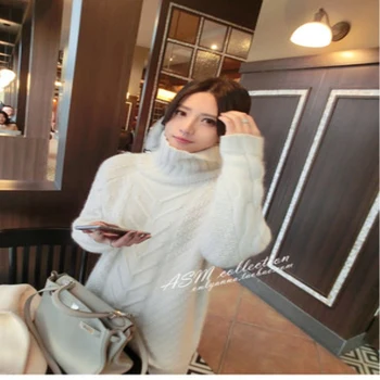

JECH 2018 New Autumn Winter Cashmere Sweater Fashion wild knit Wool High collar Sweaters Women Solid Tight long-sleeved pullover