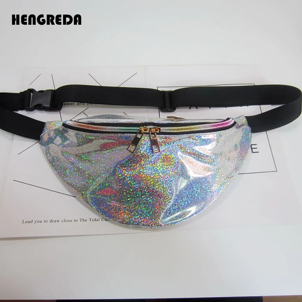Женская голографическая поясная сумка, лазерная побрякушка,, прозрачная поясная сумка, Hengreda, для путешествий, блестящая набедренная сумка для пляжа, вечерние - Цвет: Sliver-Bling