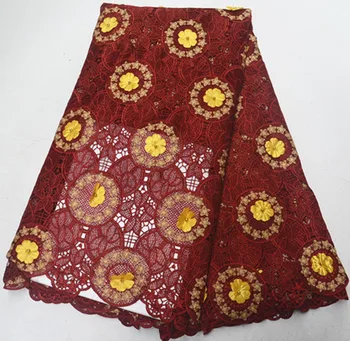 

5yards african cord lace fabric african lace fabric high quality embroidered guipure lace fabric nigerian lace fabrics PS-Q141