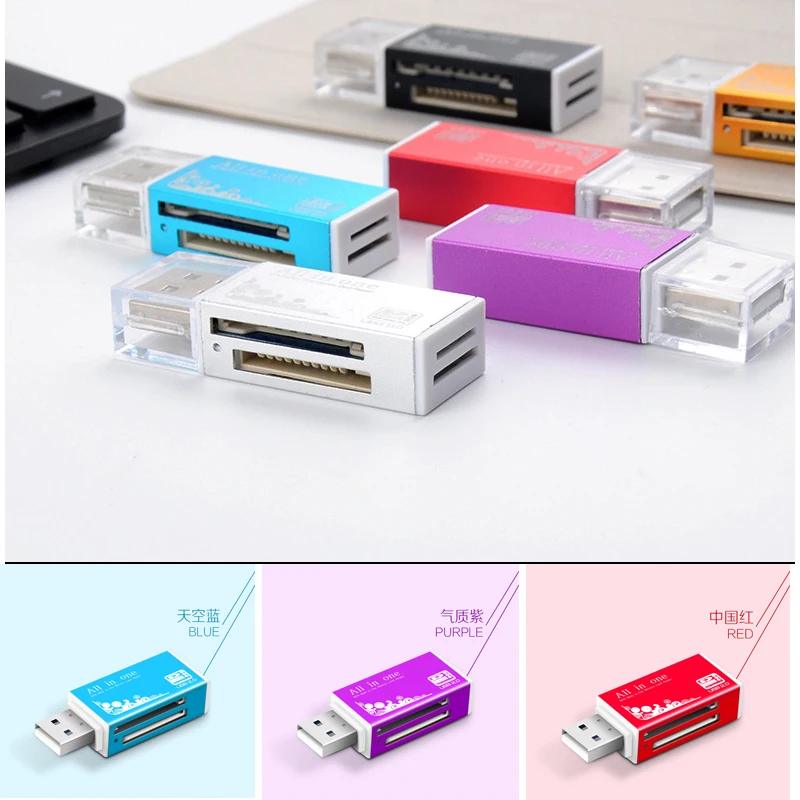 

4 in 1 Aluminum SD TF M2 MS SD/Mini-SD/SD Ultra/MMC/MMCII/RS-MMC/HS-MMC/SDC/T-Flash USB2.0 Card Reader For Windows