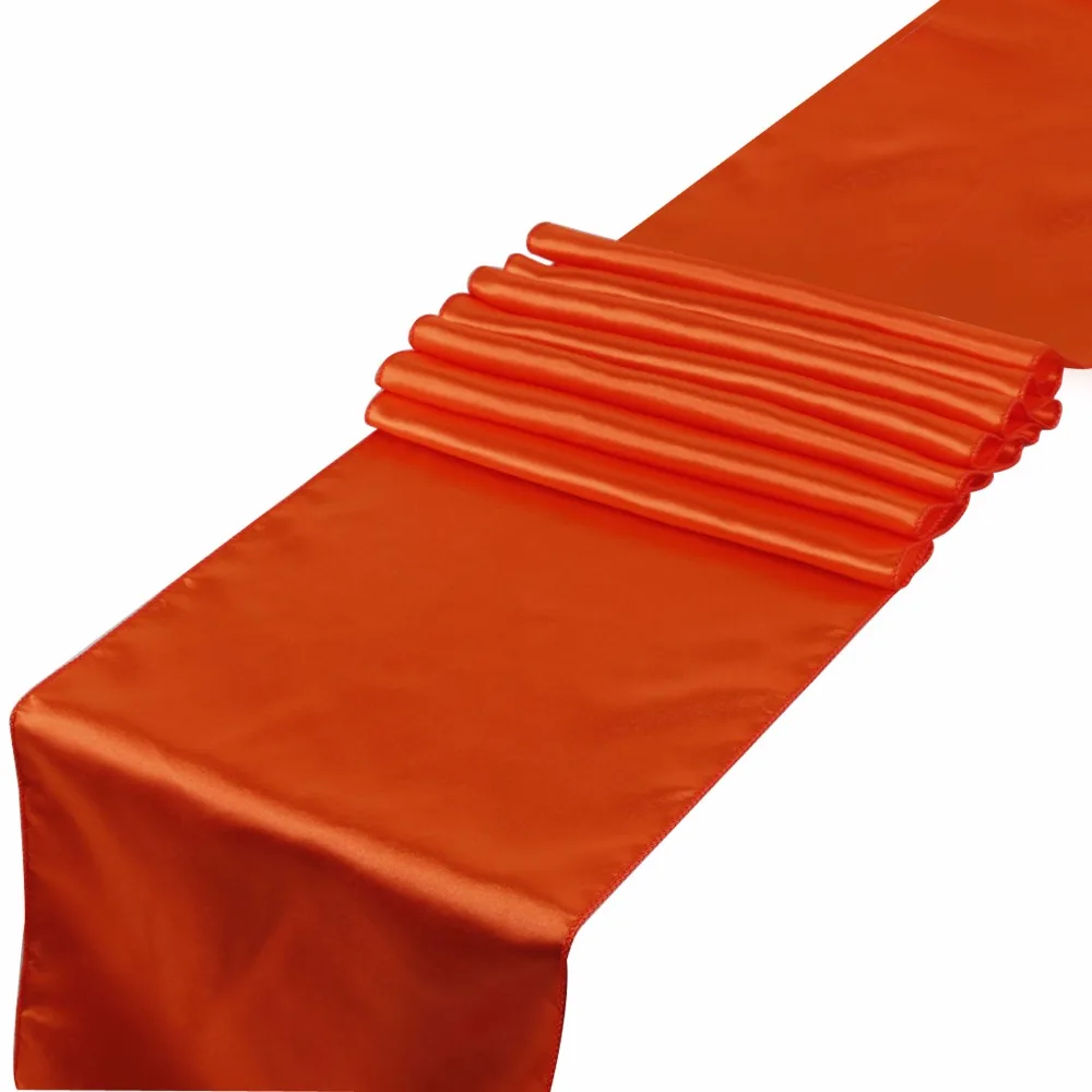 Hot sale.Free shipping 10pcs/lot coral orange Satin Table Runners 12" x