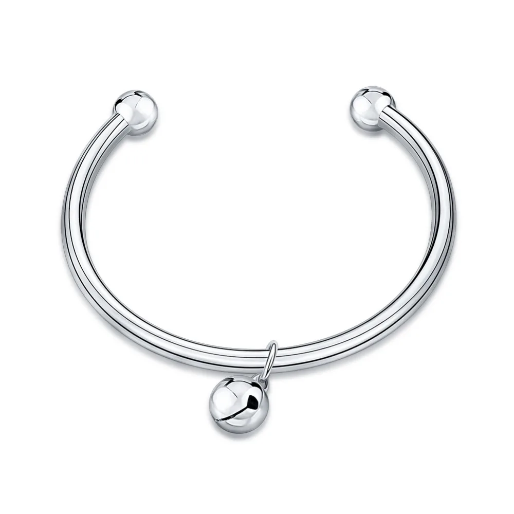 

Factory price top quality Silver Plated&Stamped 925 Cute Flower Simle Open Cuff bracelet bangle for women Trendy Jewelry