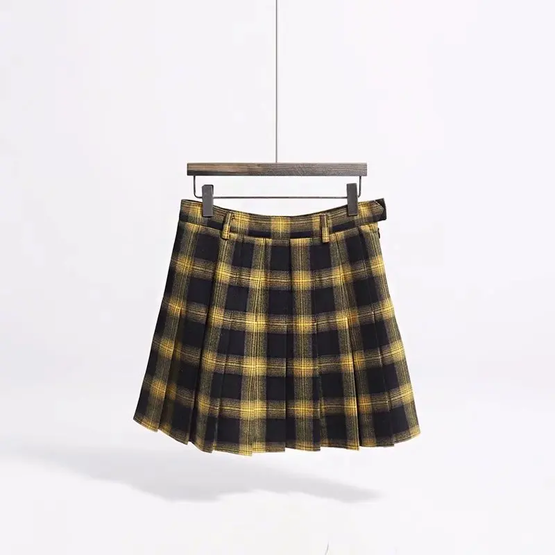 

Korean version of AA hip high waist pleated skirt female summer new college wind anti-light movement plaid skirt