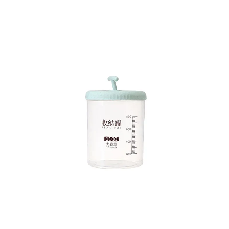 Green 1100ML Пластиковая кухонная коробка для хранения зерновых зерен бобов Риса контейнер Чехол Бутылка-органайзер 400 мл 1100 мл 1600 мл - Цвет: Green 1100ML