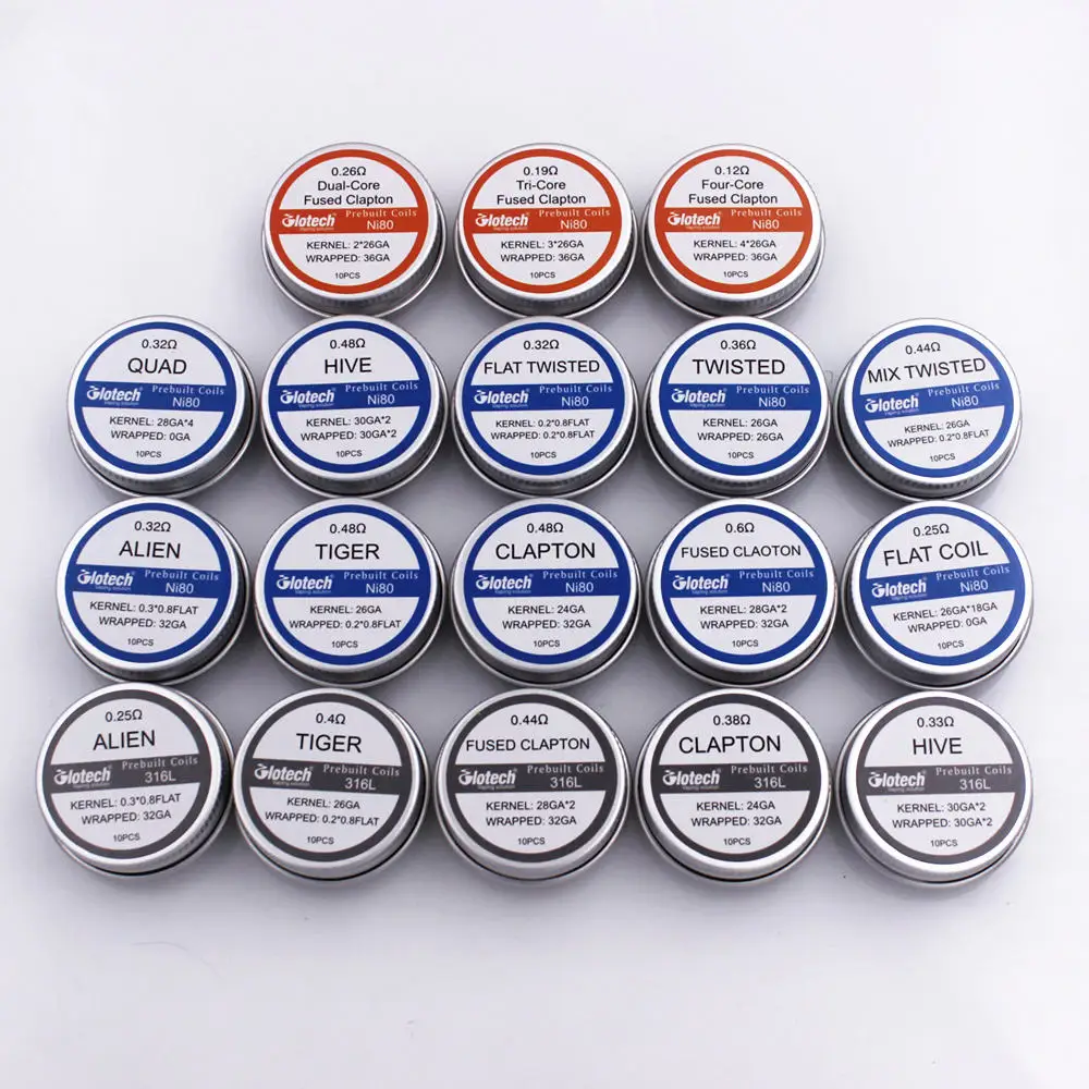 Glotech 316L Ni80 Alien Tiger Fused Clapton Premade Coil Twisted Multi Core Clapton Prebuilt Coil for RDA RBA DIY Atomizer Glotech 316L Ni80 Alien Tiger Fused Clapton Premade Coil Twisted Multi Core Clapton Prebuilt Coil for RDA RBA DIY Atomizer