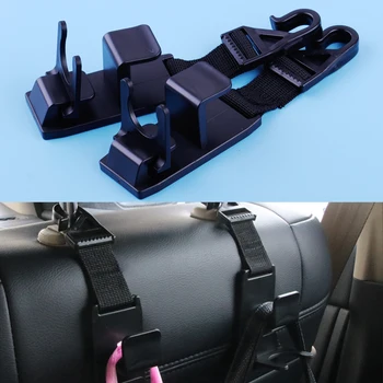 

DWCX 2pcs Black ABS Plastic Heavy Duty Car Front Back Seat Headrest Hooks Hanger Storage Organizer Magic For Audi VW BMW