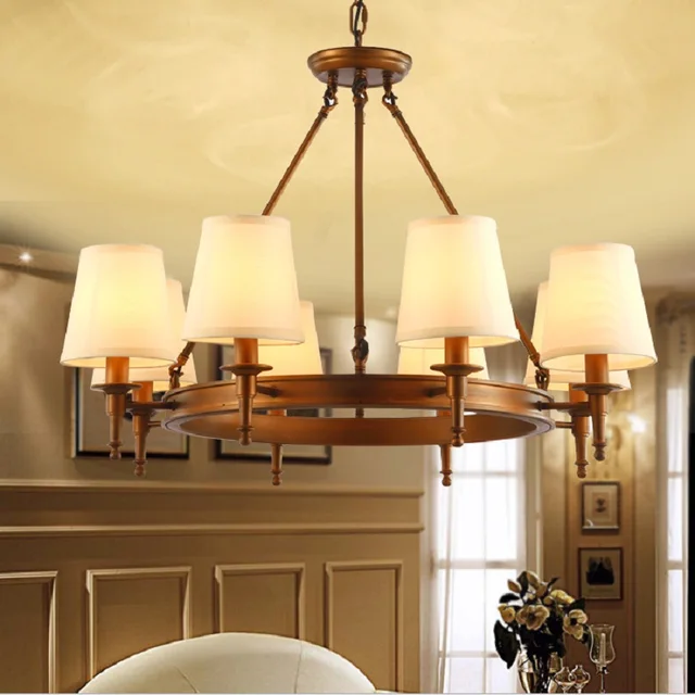 Americano Lampadario Moderno Bronzo Rame Paralume In Tessuto ... Americano Lampadario Moderno Bronzo Rame Paralume In Tessuto ...