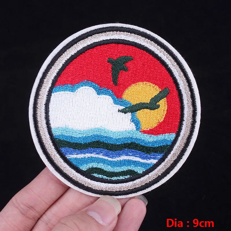 Pulaqi Vincent Van Gogh Painting Embroidered Patches For Clothing Iron On Sun Sea And Birds F | Дом и сад