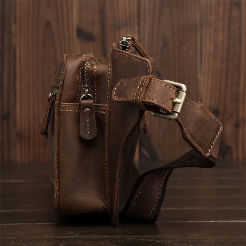 Натуральная кожа Мужская поясная сумка для ног хип-хоп мини поясная сумка кошелек мужской пояс винтажная Большая вместительная поясная сумка
