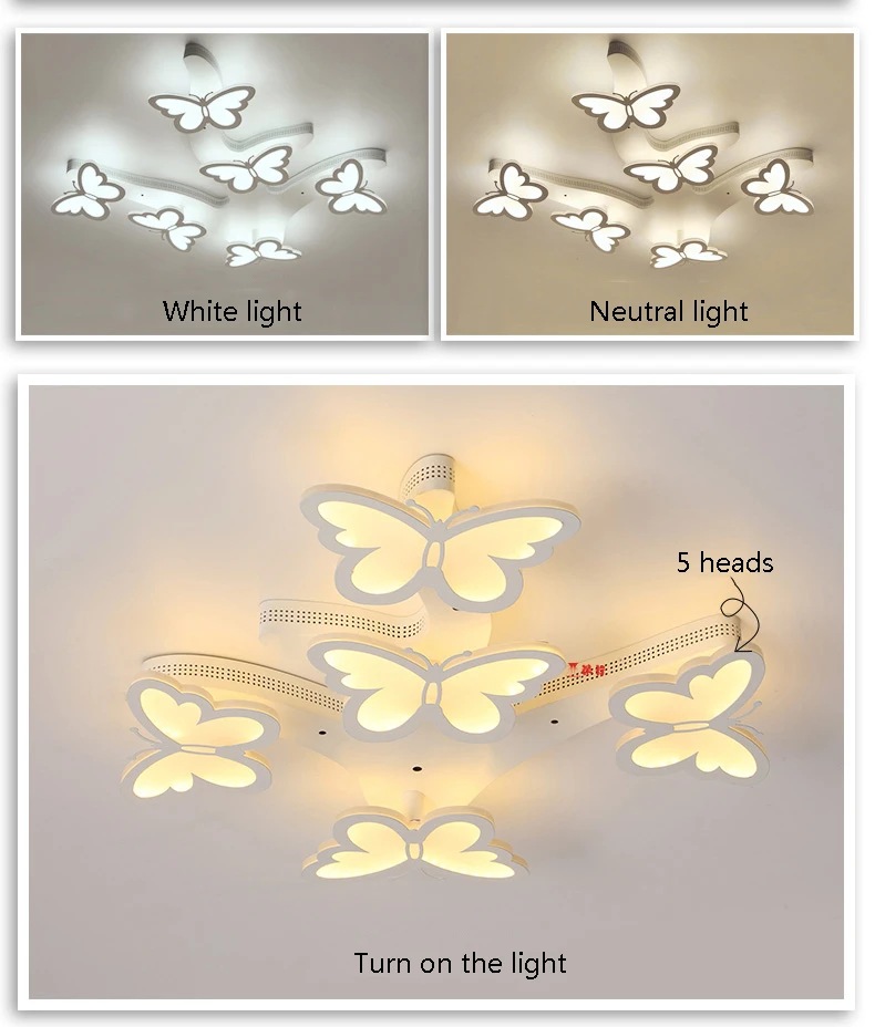 Современные потолочные светильники с бабочками для гостиной, спальни, столовой, светодиодные потолочные лампы,, столовая