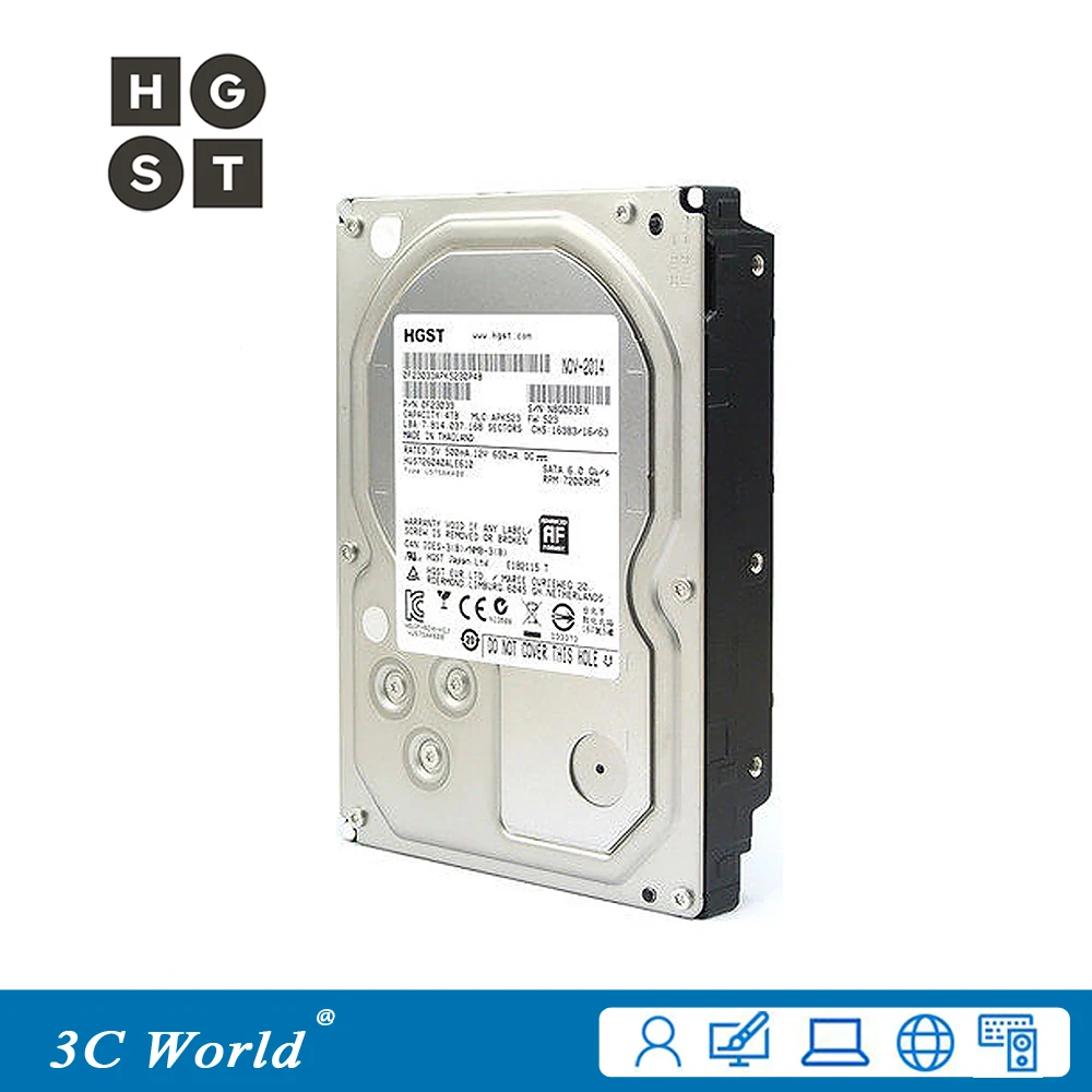 

Original HGST 4TB Hard Drive HDD 7200rpm 64MB Cache SATA III 3.5" Desktop Server Monitoring Hard Drive