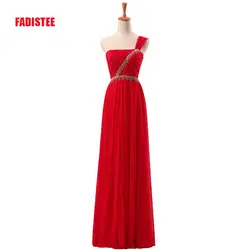 FADISTEE Новое поступление элегантные вечерние платья Длинные платья Vestido de Festa шифон одно плечо pleat Стиль Кристалл ремень