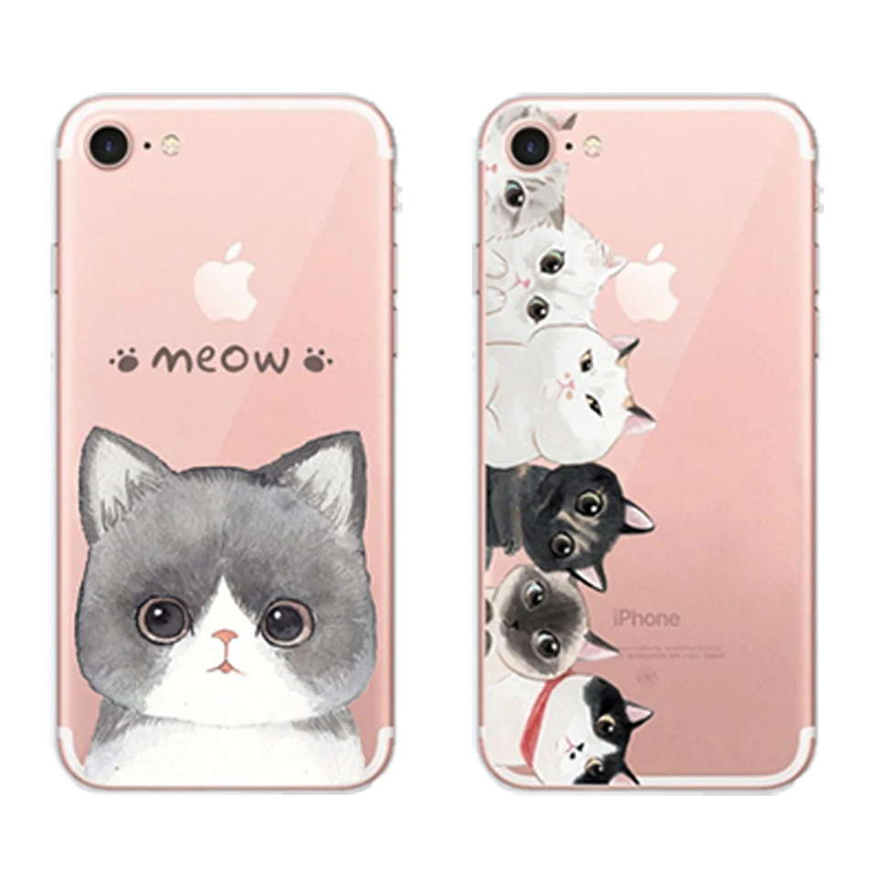 Модные Cat для Apple iPhone 5 5S SE 6 S 7 8 Plus X чехол телефона с рисунком в виде животного
