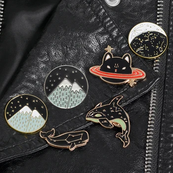 

Go stargazing ! Constellations pins Cat Whale Shark Starry Moon Mountain Lapel pins Brooch Badges Romantic brooches