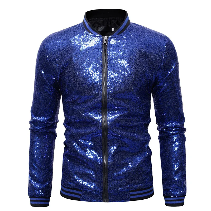 Chaquetas Para Hombre Lentejuelas Brillantes Sparkle Bomber Jacket Men Est Gold Glitter