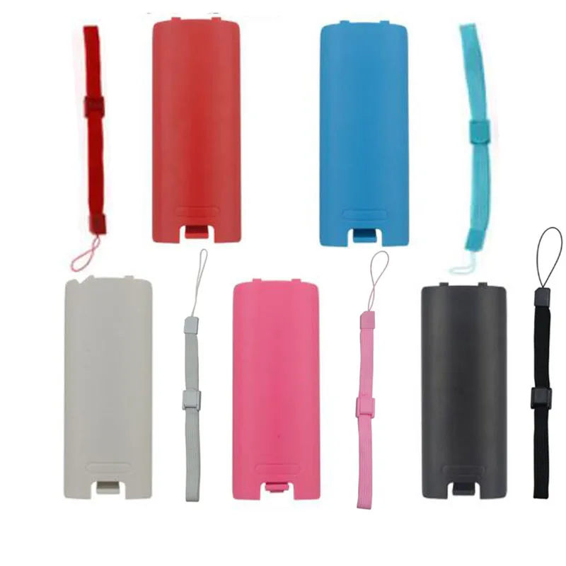 

Battery Lid Door Pack Shell Cover Case Replacement Part+Hand Strap lanyard for Nintend Wii Remote Controller Wrist Rope String