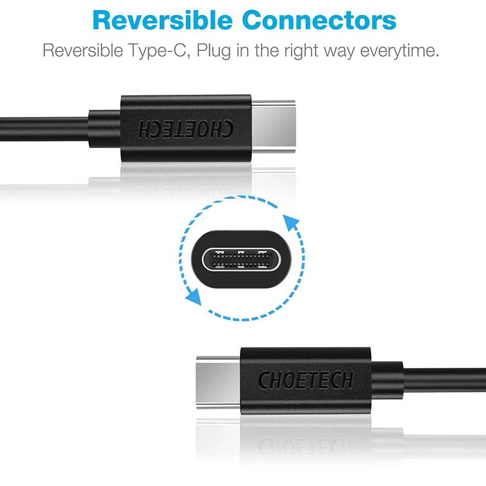CHOETECH USB نوع C كابل ل xiaomi redmi k20 الموالية سريع شحن USB C الهاتف المحمول شاحن سلك كابل نوع ل USB نوع-C كابل