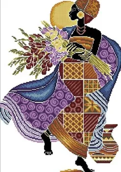 

Needlework 14CT 16CT 18CT Cross Stitch, DIY Count Cross Stitch, Embroidery Set, African woman 2