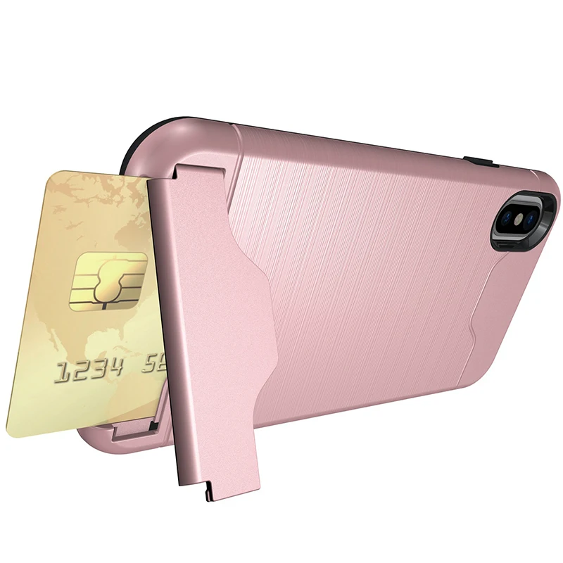 

New Luxury Slim Hybrid Credit Card pocket Hidden Holder Phone case PC Back Cover for iPhone11 Pro 7 6S 7 8 plus X XR XS Max case
