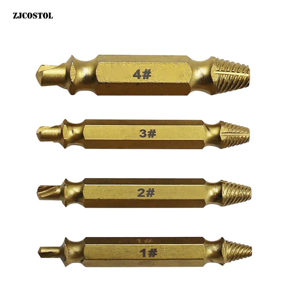 ZJCOSTOL 4 шт./компл. двусторонний поврежденный Винт экстрактор сломанных поврежденных инструмент для удаления винтов обратный экстрактор титановые сверла